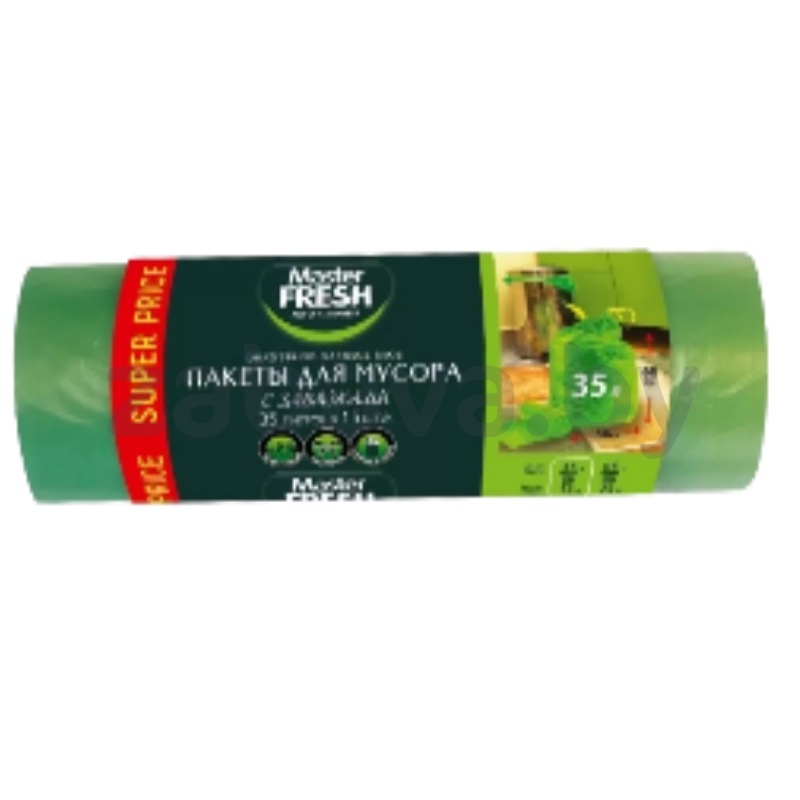 Пакеты для мусора Master Fresh, с завяз., 35 л, 15 шт.