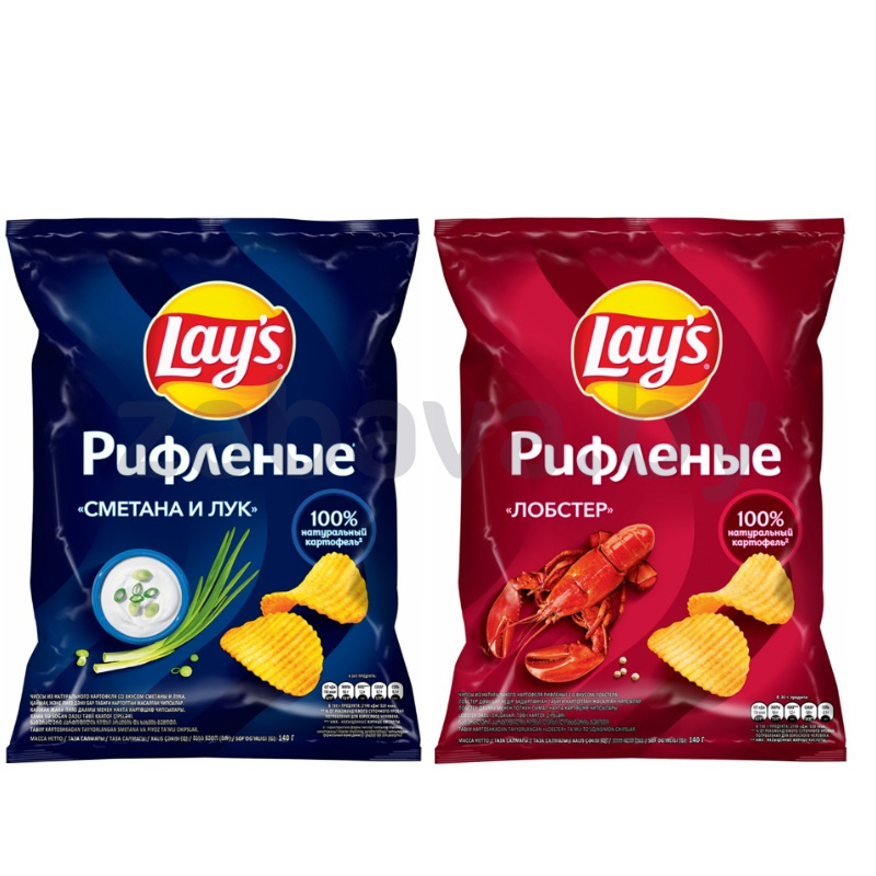 Чипсы Lay’s, рифленые, лобстер или сметана и лук, 140 г
