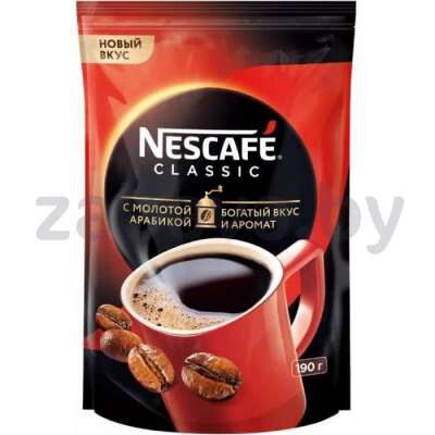 Кофе Nescafe Classic, раств. с добавл. молотого, 190 г
