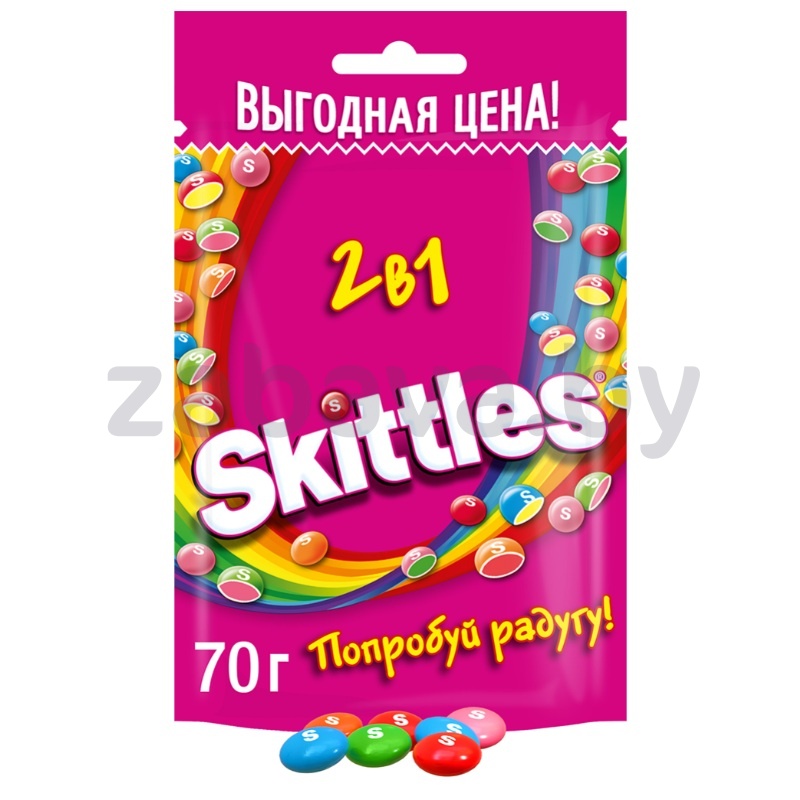 Драже Skittles 2 в 1, в сахарной глазури, 70 г
