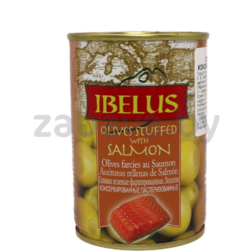 Оливки зеленые Ibelus, с лососем, 280 г