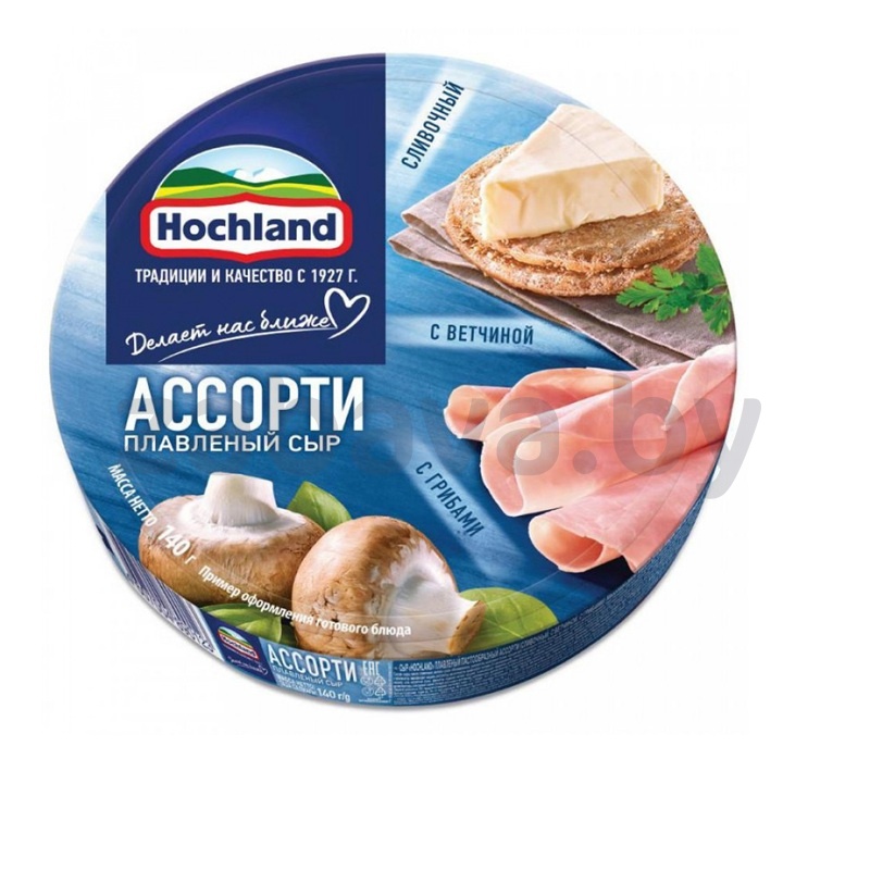 Сыр плавленый Hochland, ассорти ветчина-грибы, 140 г