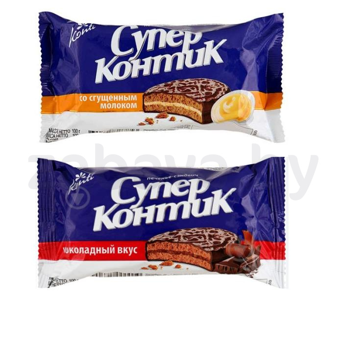 Печенье-сэндвич «Супер Контик», 100 г, шоколад/сгущенное молоко
