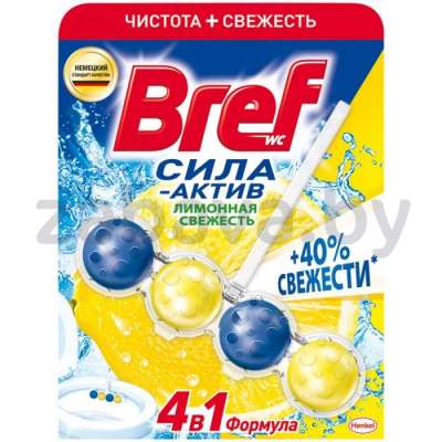 Средство чистящее для унитаза Bref, блок, лимон, 50 г