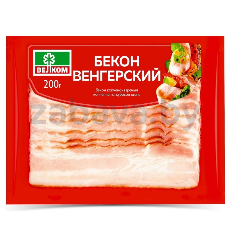Бекон «Венгерский», к/в, нарезка, 200 г, «Велком»