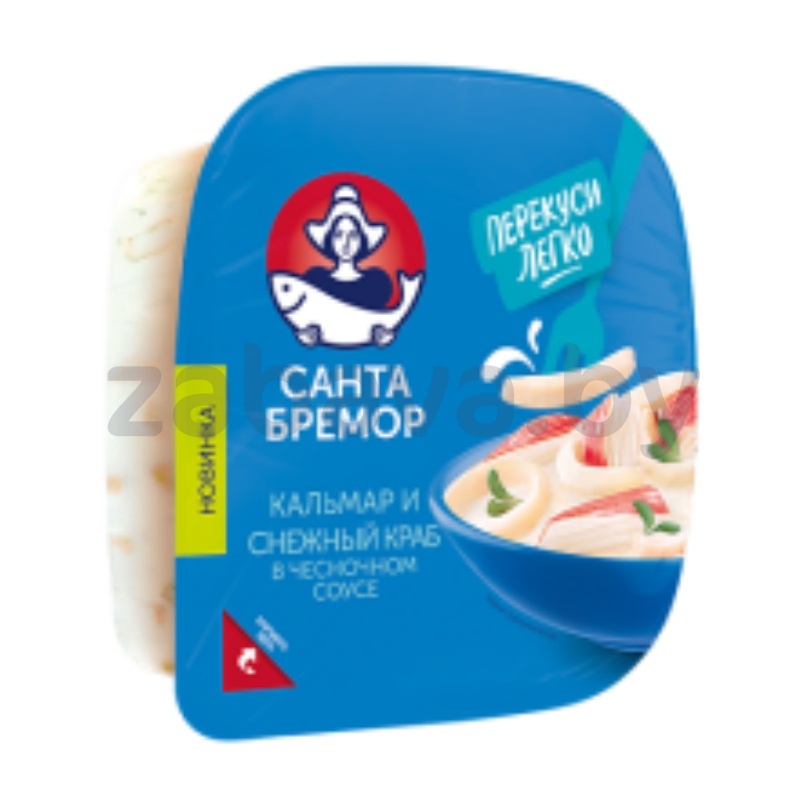 Салат «Самое время», кальмар и снежный краб в чесночн. соусе, 150 г