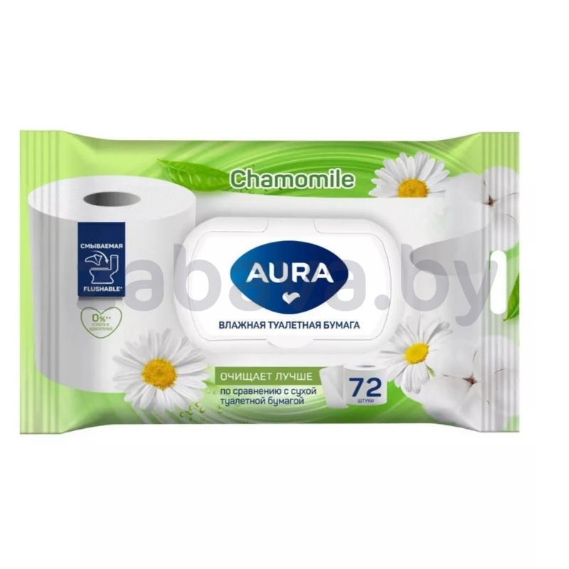 Бумага туалетная влажная Aura Big Pack с крышкой, 72 шт.