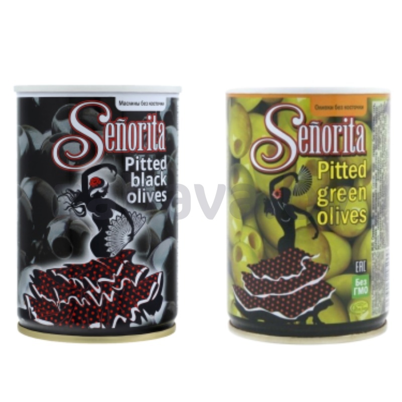 Оливки Senorita, зеленые/черные, б/к, 280 г