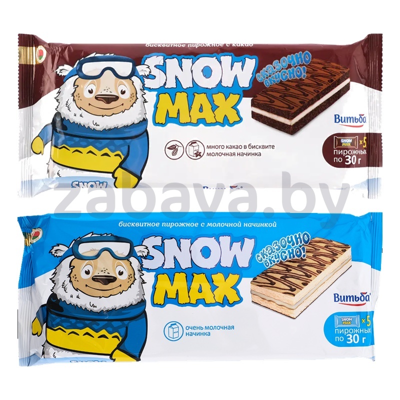 Пирожное бисквитное Snow Max, молочн. начинка или какао, РБ, 150 г