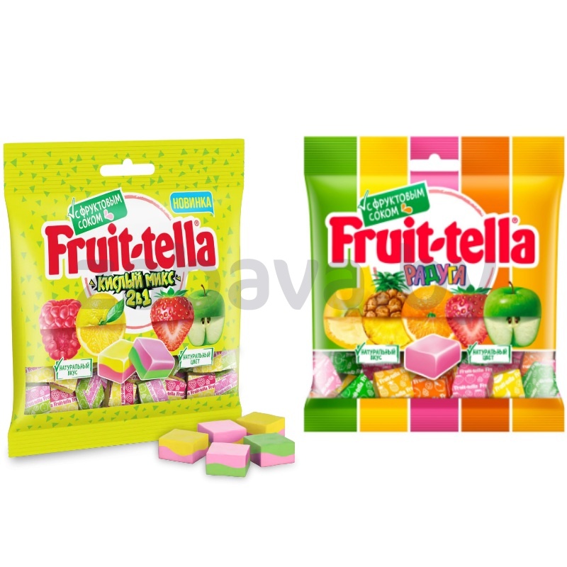 Жевательные конфеты Fruittella, радуга или кислый микс, 70 г