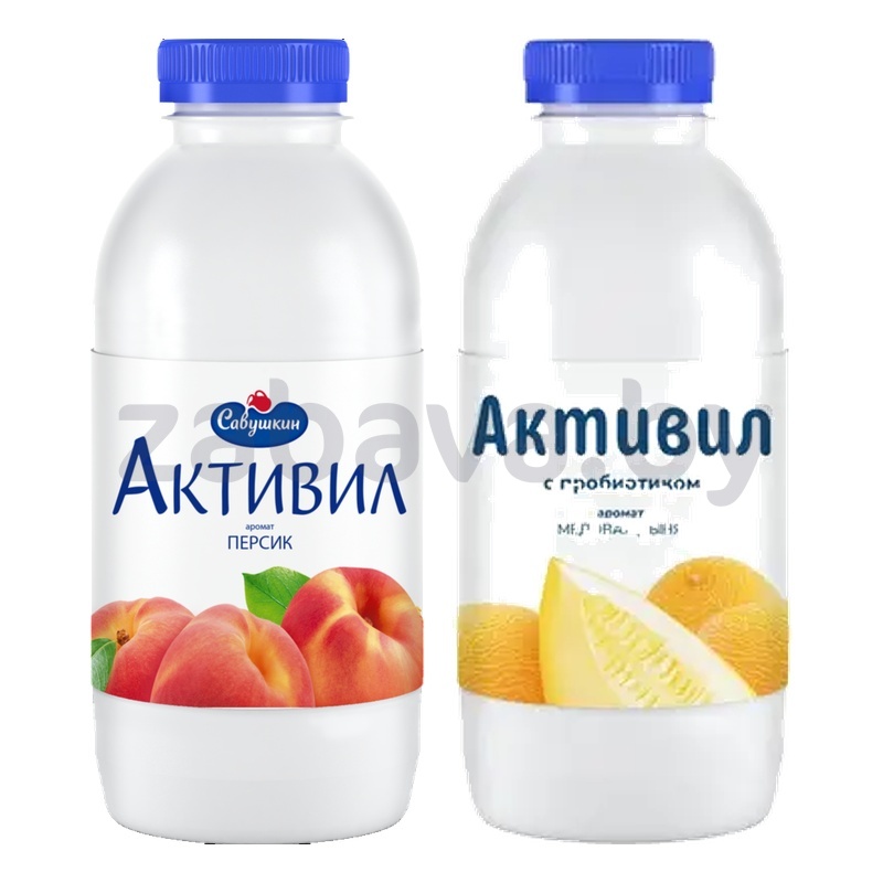 Бионапиток к/м «Активил», 2%, 500 г, персик или медов. дыня