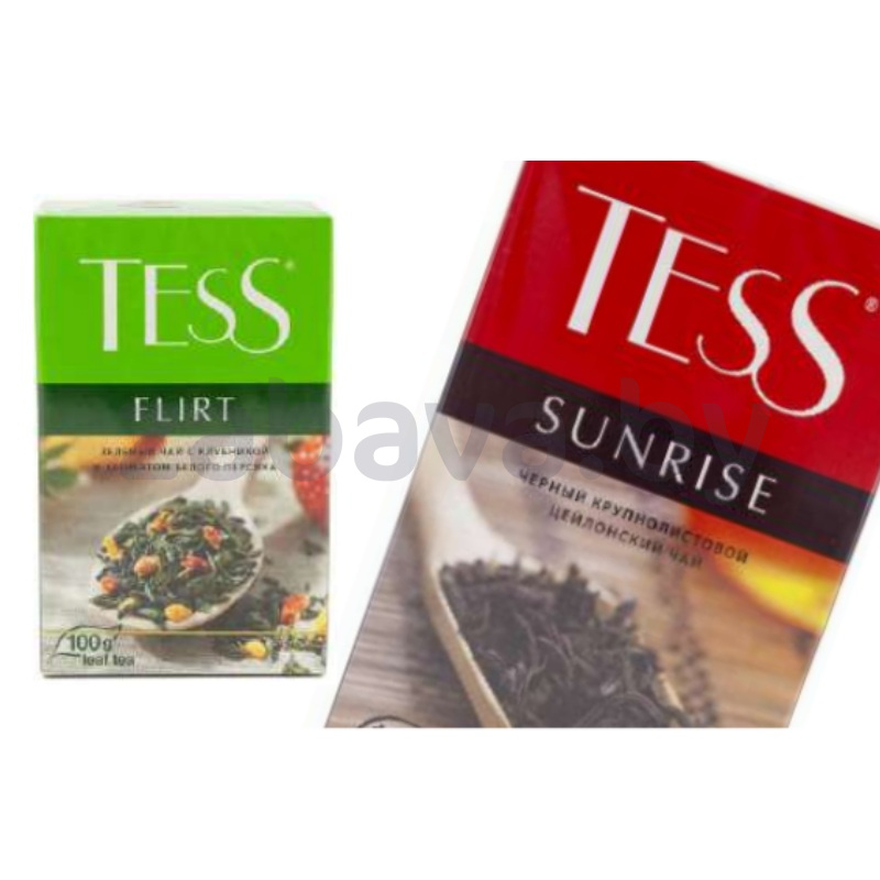 Чай Tess, черн. Sunrise или зелен. Flirt, листовой, 100 г