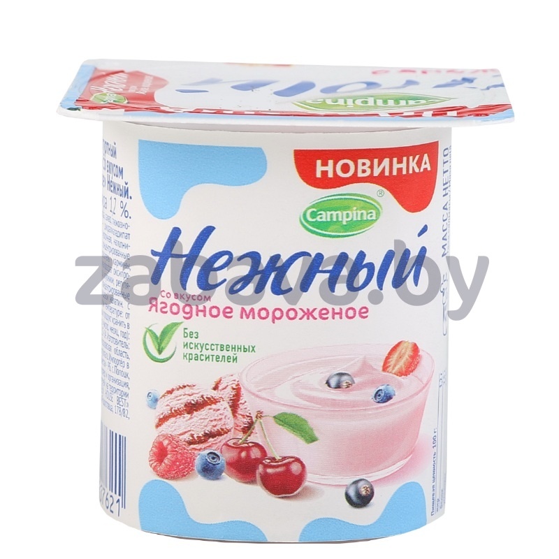 Продукт йогуртный «Нежный», 1,2%, 100 г, ягодное мороженое