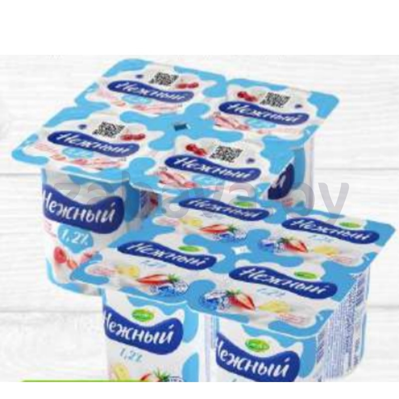 Продукт йогуртный «Нежный», 1.2%, ягодн. мор. или банан и клубника, 100 г