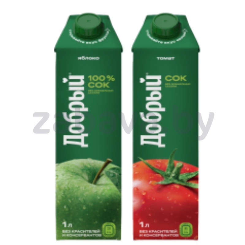 Сок «Добрый», яблочный или томатный, 1 л