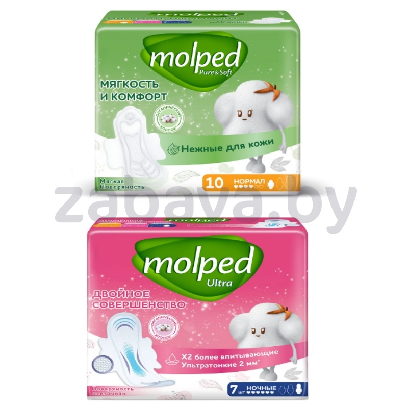 Прокладки женские Molped Ultra ночные или Pure&Soft нормал, 7/10 шт.
