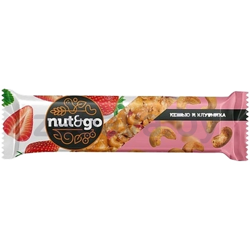 Батончик Nut N Go, кешью с клубникой, глазир., 36 г