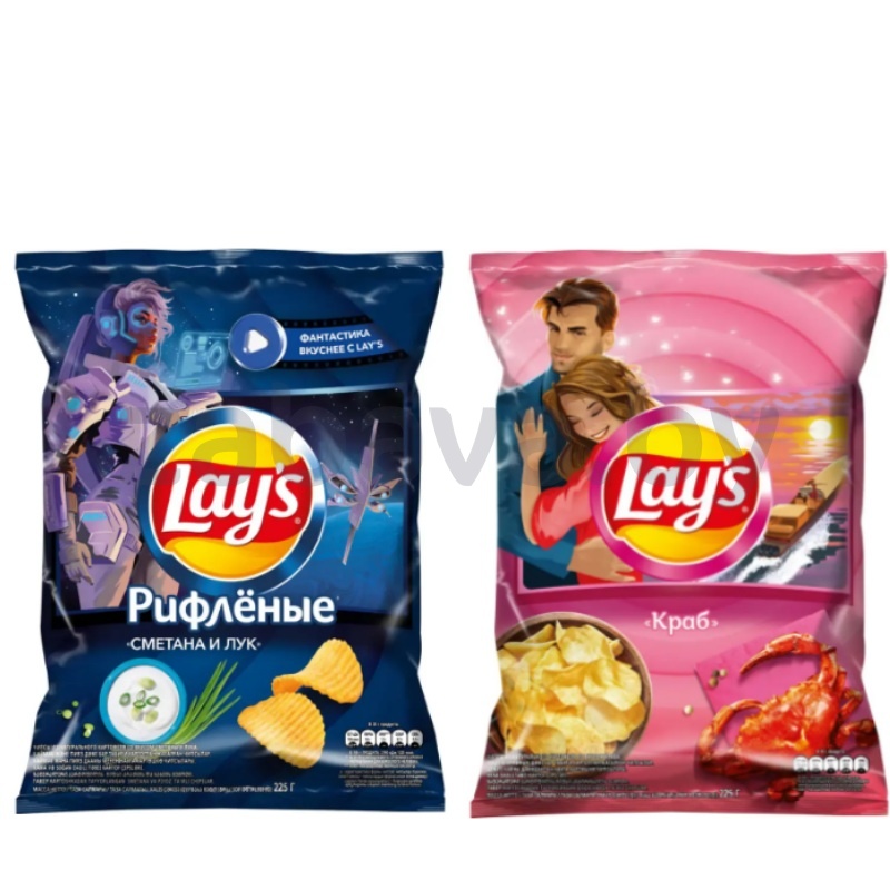 Чипсы рифленые Lay’s, краб или сметана и лук, 225 г