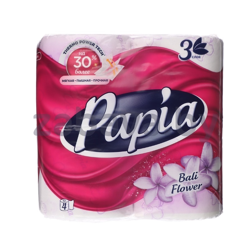 Бумага туалетная Papia Bali Flower, 3 сл., 4 рул.