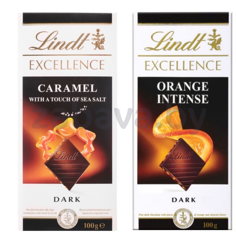 Шоколад Lindt Excellence, карамель-соль или миндаль-апельсин, 100 г