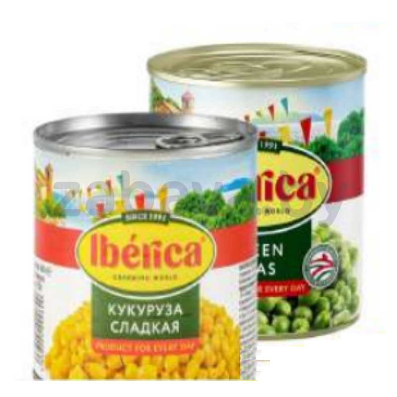Кукуруза сладкая или горошек зеленый Ibérica, 340/420 г