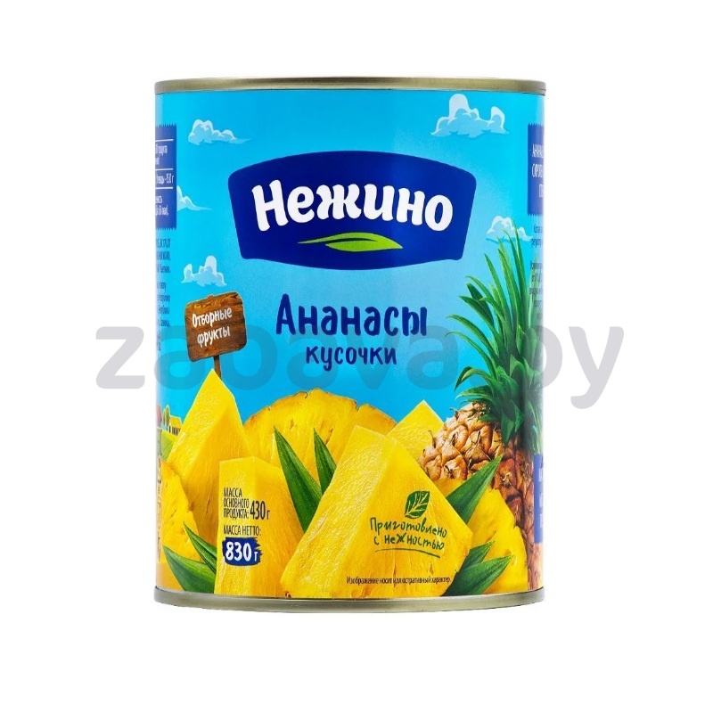 Ананасы «Нежино», кусочки в сиропе, 830 г