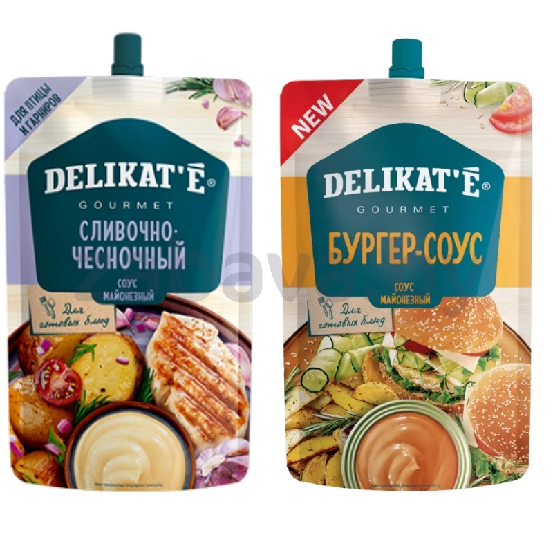 Соус майонезный Delikat’e, 210 г, бургер или сливочно-чесночный
