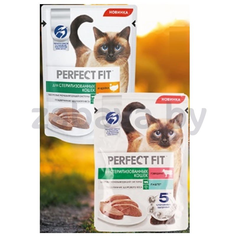 Корм для кошек Perfect Fit, говядина/индейка, 75 г