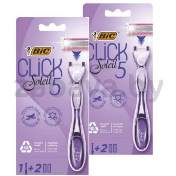 Бритвенный станок Bic Click Soleil, 5 лезвий, 1 станок + 2 кассеты