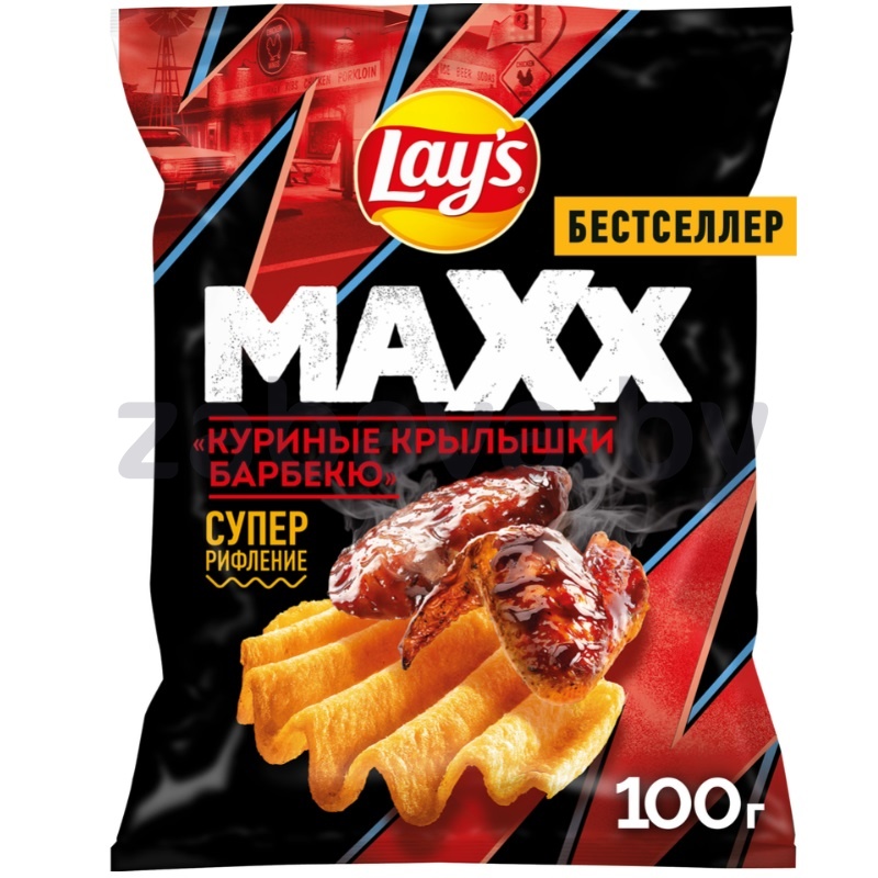 Чипсы картофельные Lay's Max, вкус куриные крылышки барбекю, 100 г