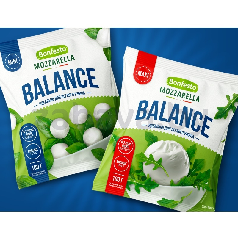 Сыр мягкий моцарелла Bonfesto Mozzarella Balance, maxi или mini, 100 г