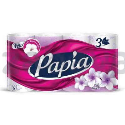 Бумага туалетная Papia Bali Flower, 3 слоя, 8 рулонов