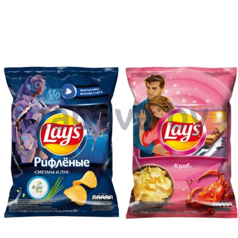 Чипсы рифленые Lay’s, краб или сметана и лук, 225 г