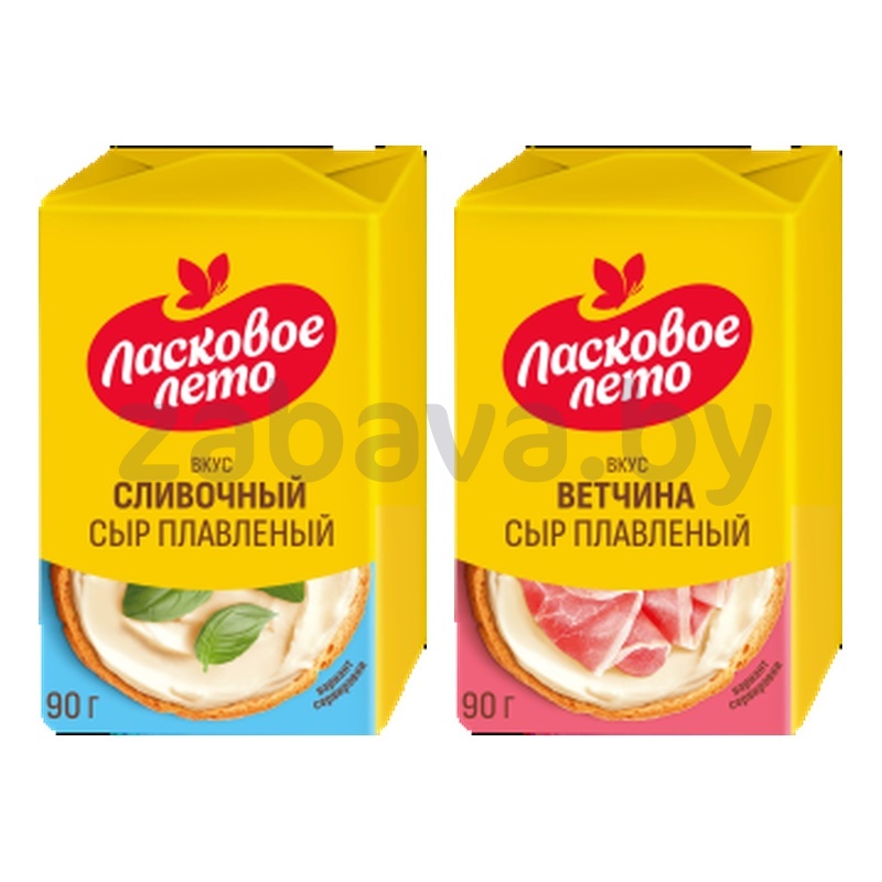 Сыр плавленый «Ласковое лето», вкус сливочный или ветчина, 40%, 90 г