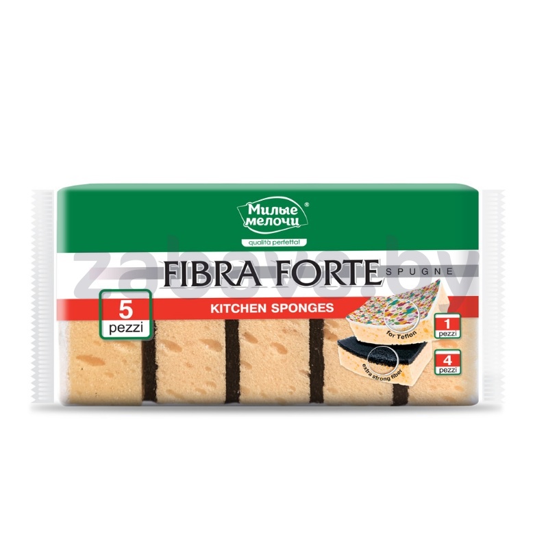 Губки кухонные «Милые мелочи» Fibra Forte, 5 шт.