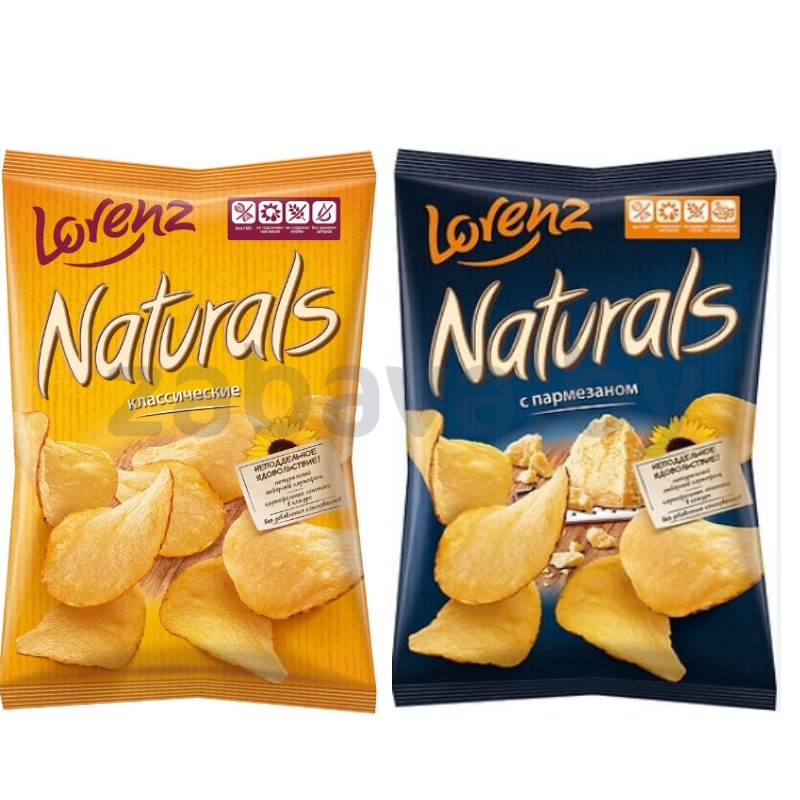 Чипсы Lorenz Naturals, пармезан или с солью, 100 г