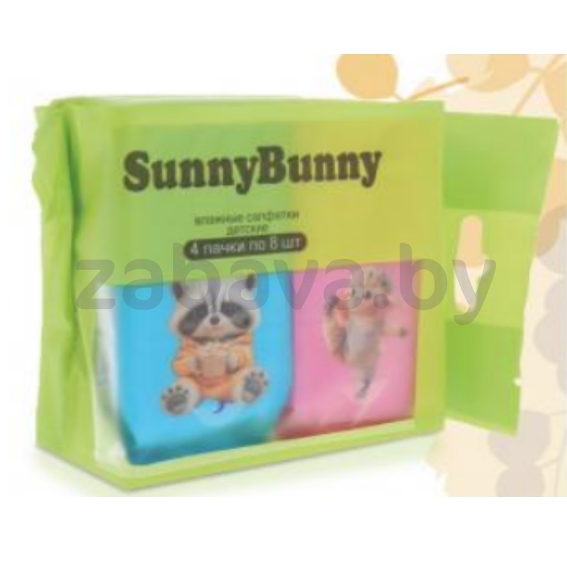 Влажные салфетки Sunny Bunny, детские, 4×8 шт.