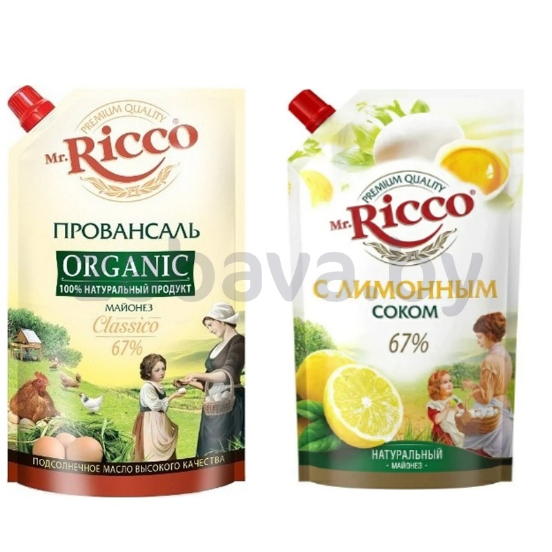 Майонез Mr. Ricco Organic провансаль или с лимонн. соком, 67%, 375 г
