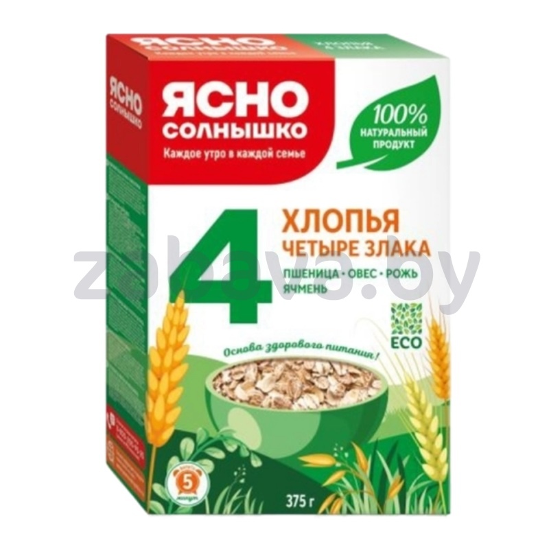 Хлопья «Ясно солнышко», 4 злака, 375 г