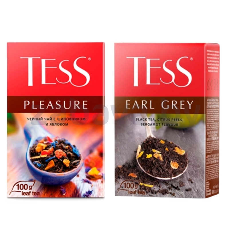 Чай черный листовой Tess, Earl Grey или Pleasure, 100 г