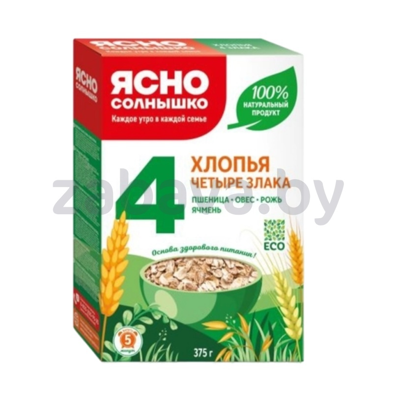 Хлопья «Ясно солнышко», 4 злака, 375 г