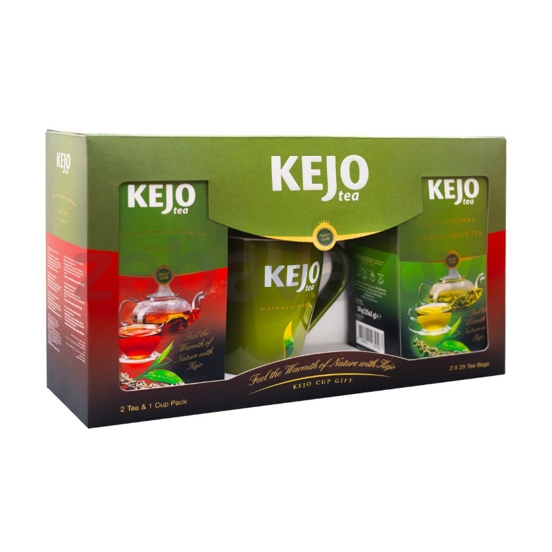 Набор чая Kejotea подарочный, зеленый/черный по 25 пак. и чашка