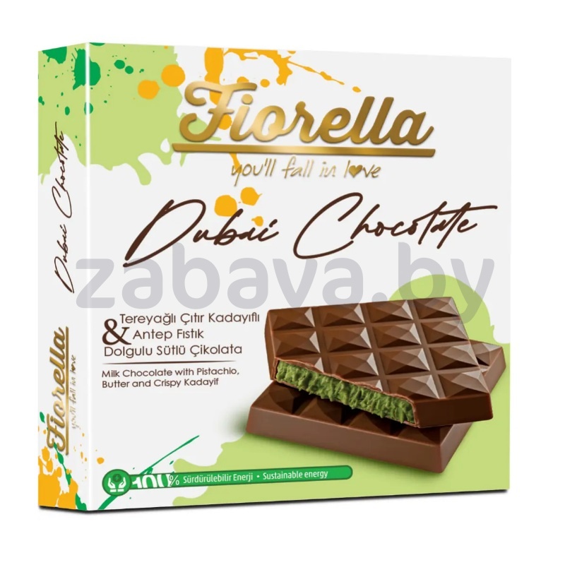 Шоколад Fiorella Dubai дубайский, с фисташковой начинкой, 60 г