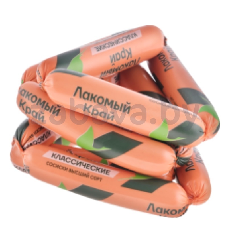 Сосиски «Лакомый край», классические, в/с, 1 кг, «Смолевичи Бройлер» ф-л «Юнимит»