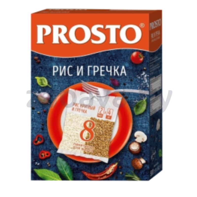 Крупа Prosto, рис кругл. и гречка ассорти, 8 пак. для варки, 500 г