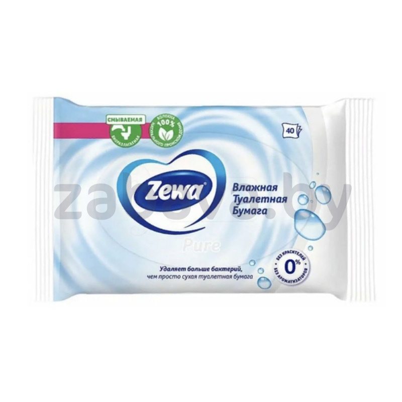 Туалетная бумага Zewa Pure, влажная, 40 шт.