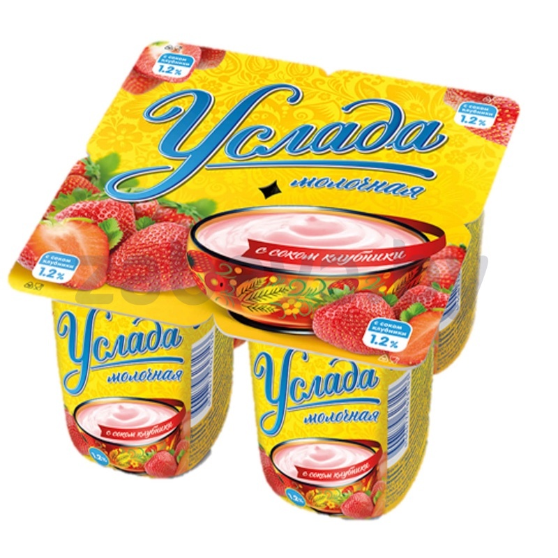 Продукт йогуртный «Услада», с соком клубники, РФ, 1,2%, 95 г