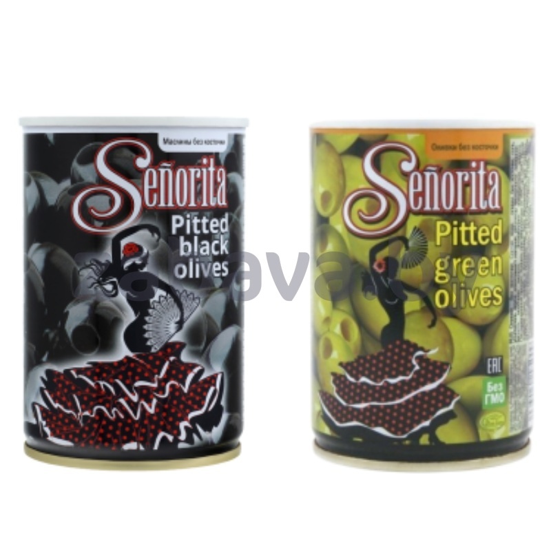 Оливки Senorita, зеленые/черные, б/к, 280 г