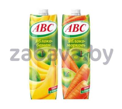 Нектар ABC, 1 л, яблоко-банан или яблоко-морковь