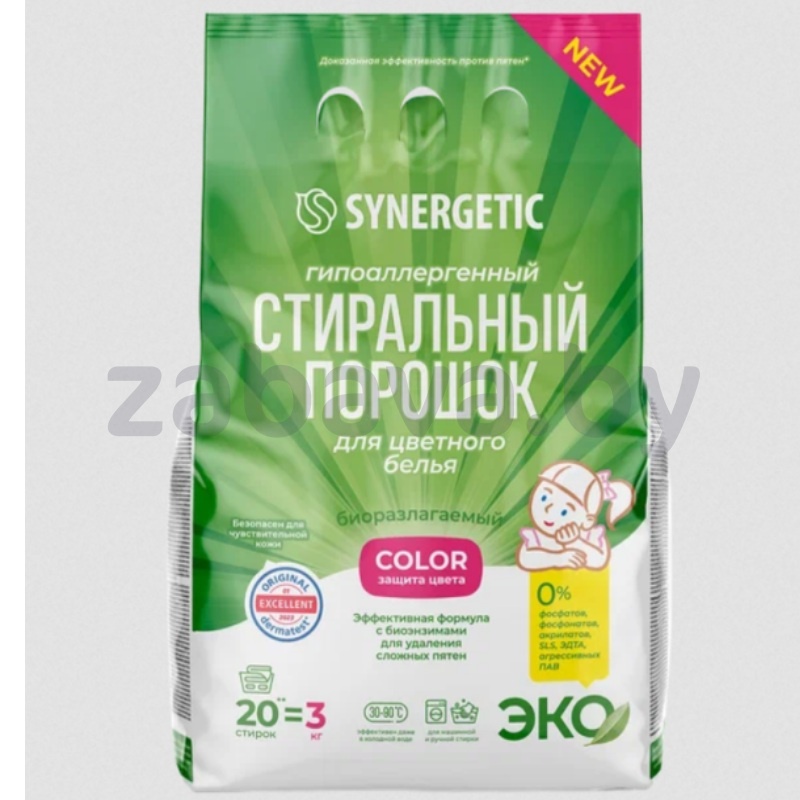 Порошок стиральный Synergetic Color, 3 кг